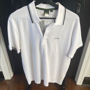 Boss White Polo Shirt with Gray Accents